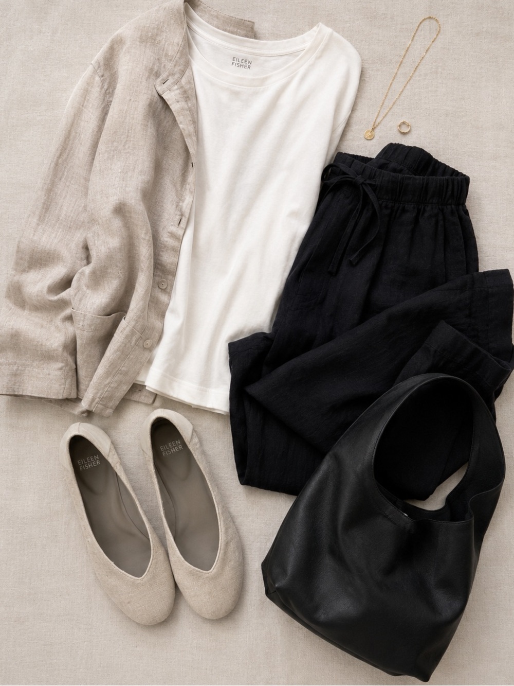 Eileen Fisher Woven Linen Ballet Flats W/Box